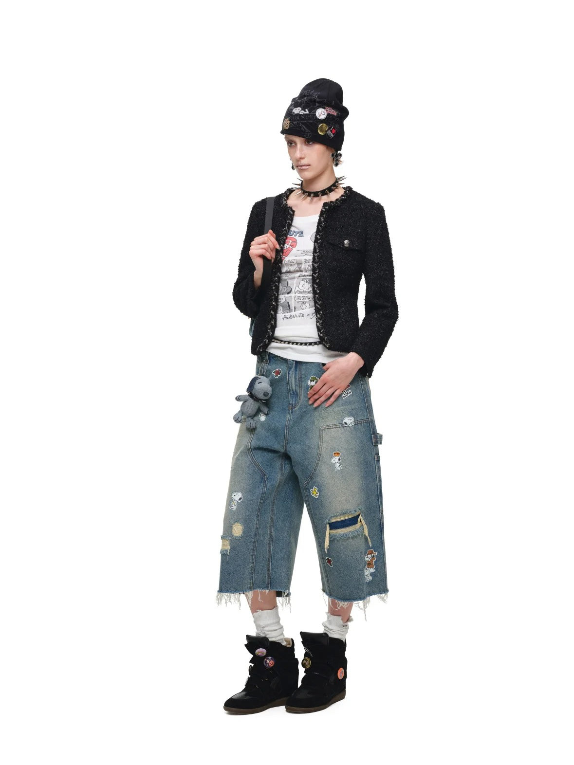 Sticker Print Crop Jeans