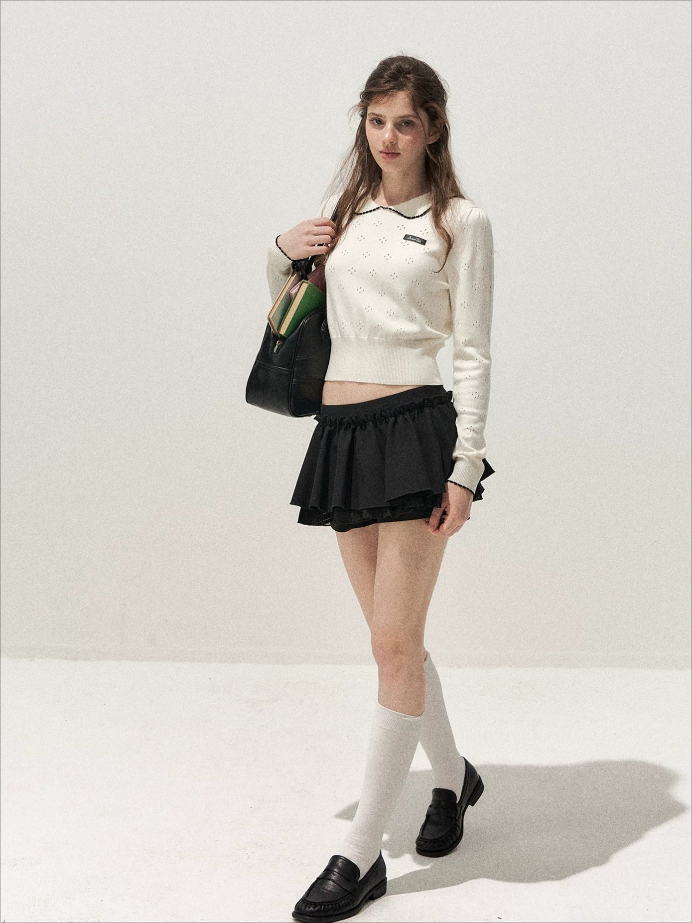 Floral Openwork Peter Pan Sweater