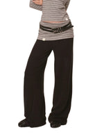 Contrast Striped Waist Wide-Leg Pants