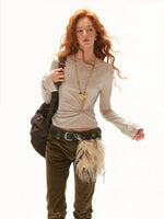 Ruched Slim Fit Long Sleeve Top
