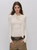 Asymmetric Draped Wool Blend Top