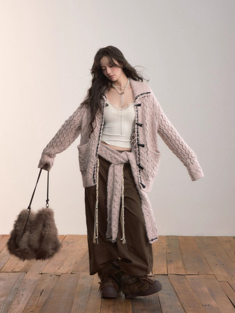 Heavywork Lapel Toggle Knit Cardigan