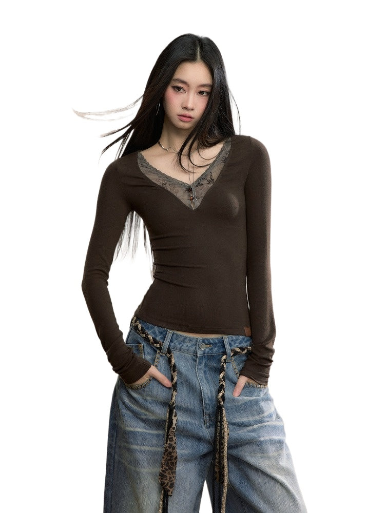 Modal Lace V-Neck Top