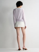 Tencel Linen V-neck Long Sleeve T-shirt