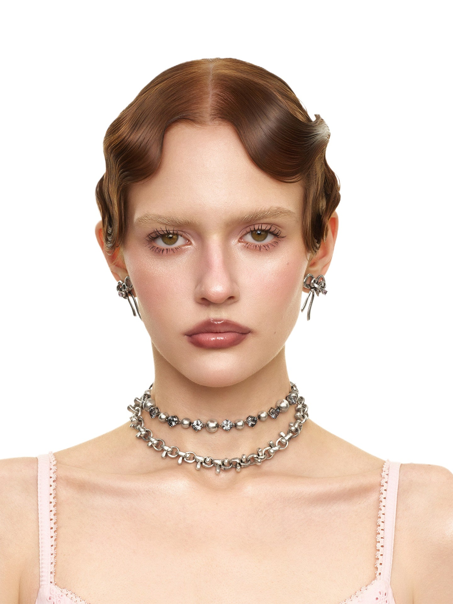 Vintage Bowknot &amp; Zircon Layered Choker
