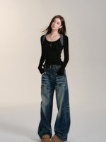 Vintage Washed Straigh-Leg Jeans