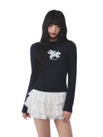 Navy Blue Butterfly Knit Top