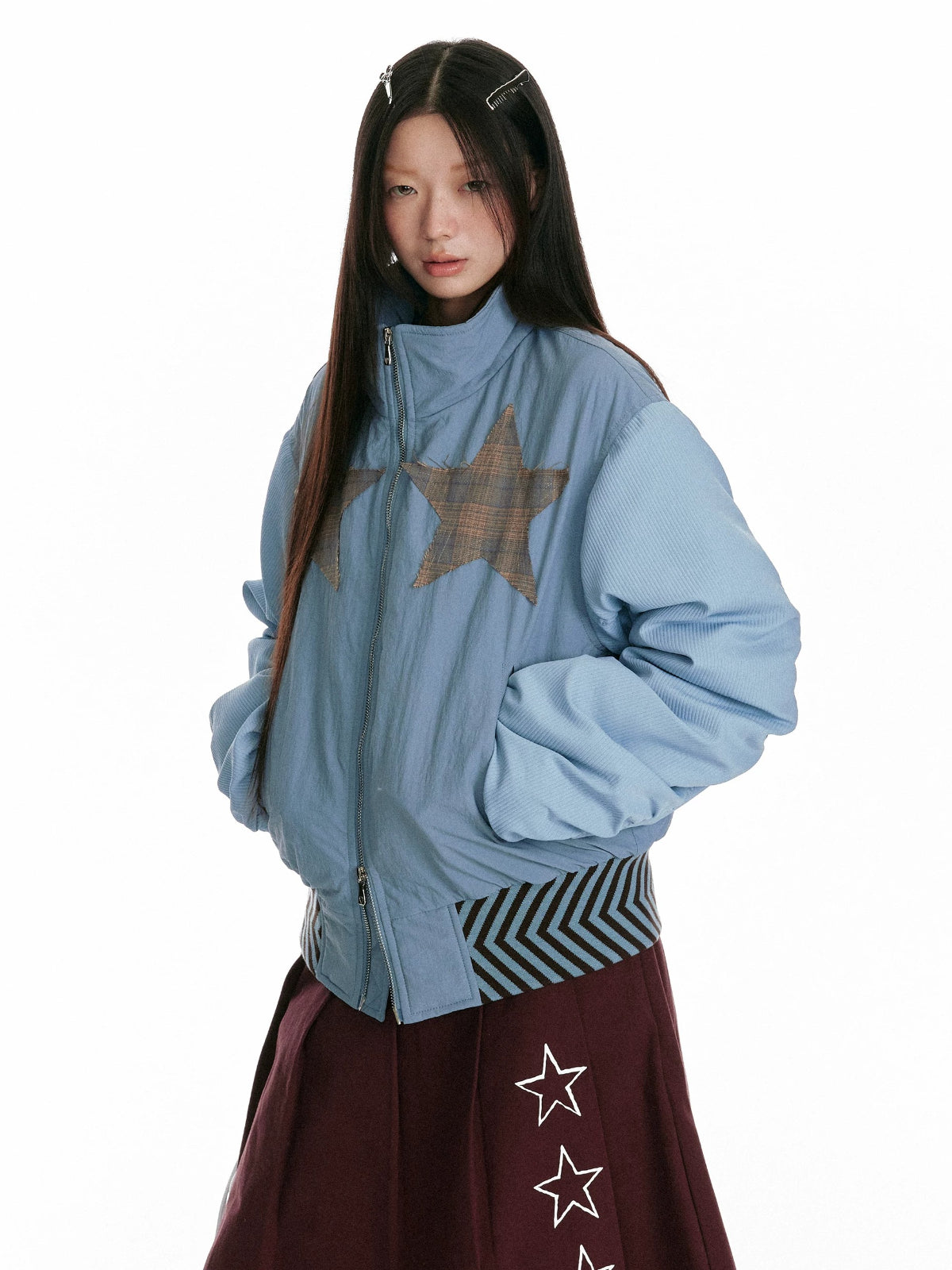 Contrast Panel Zip Jacket