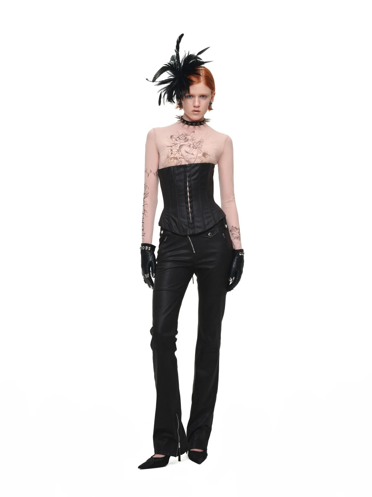 Washed Leather Corset Top
