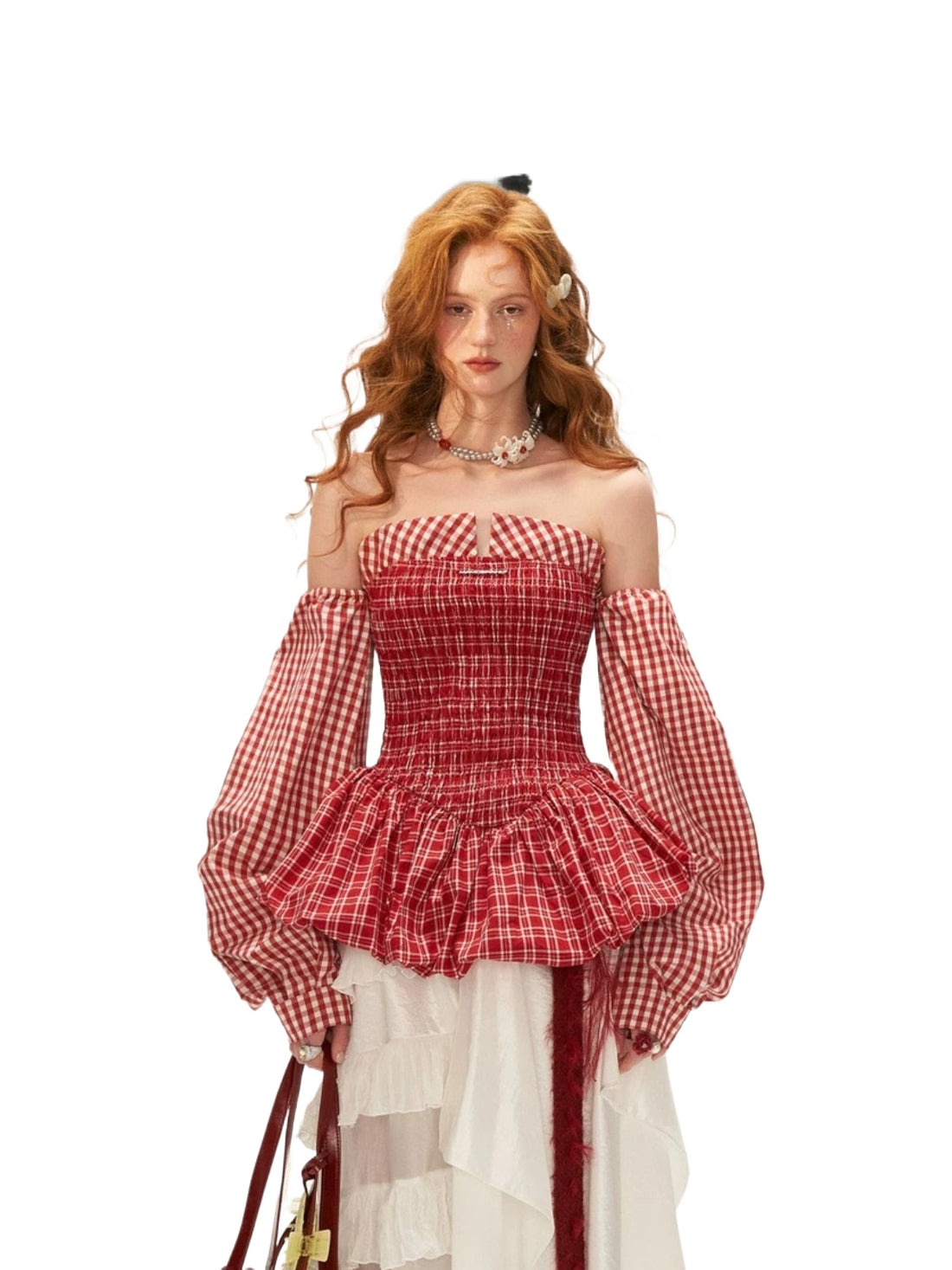 Striped Shirred Bustier Puff Sleeve Dress