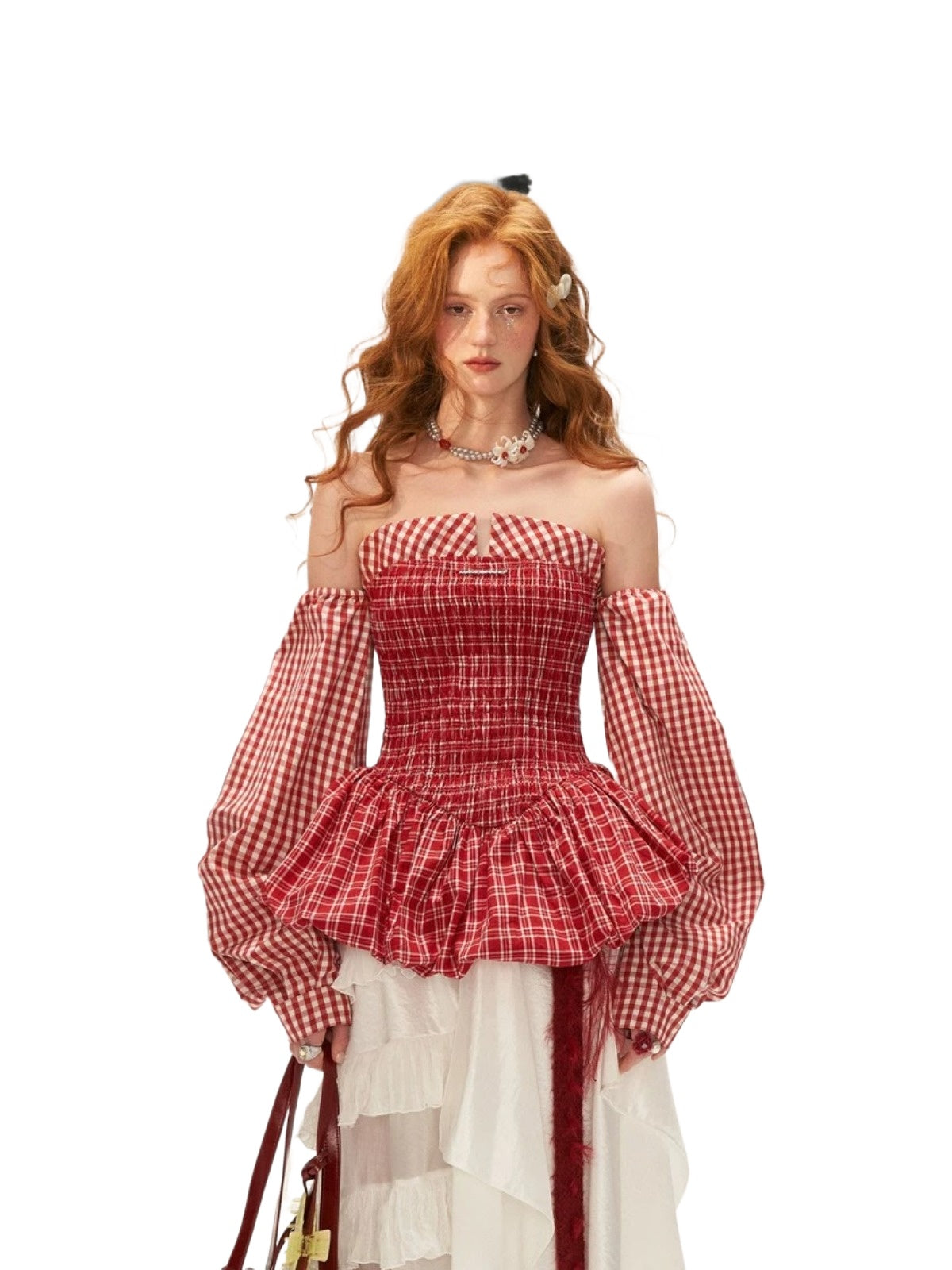 Striped Shirred Bustier Puff Sleeve Dress
