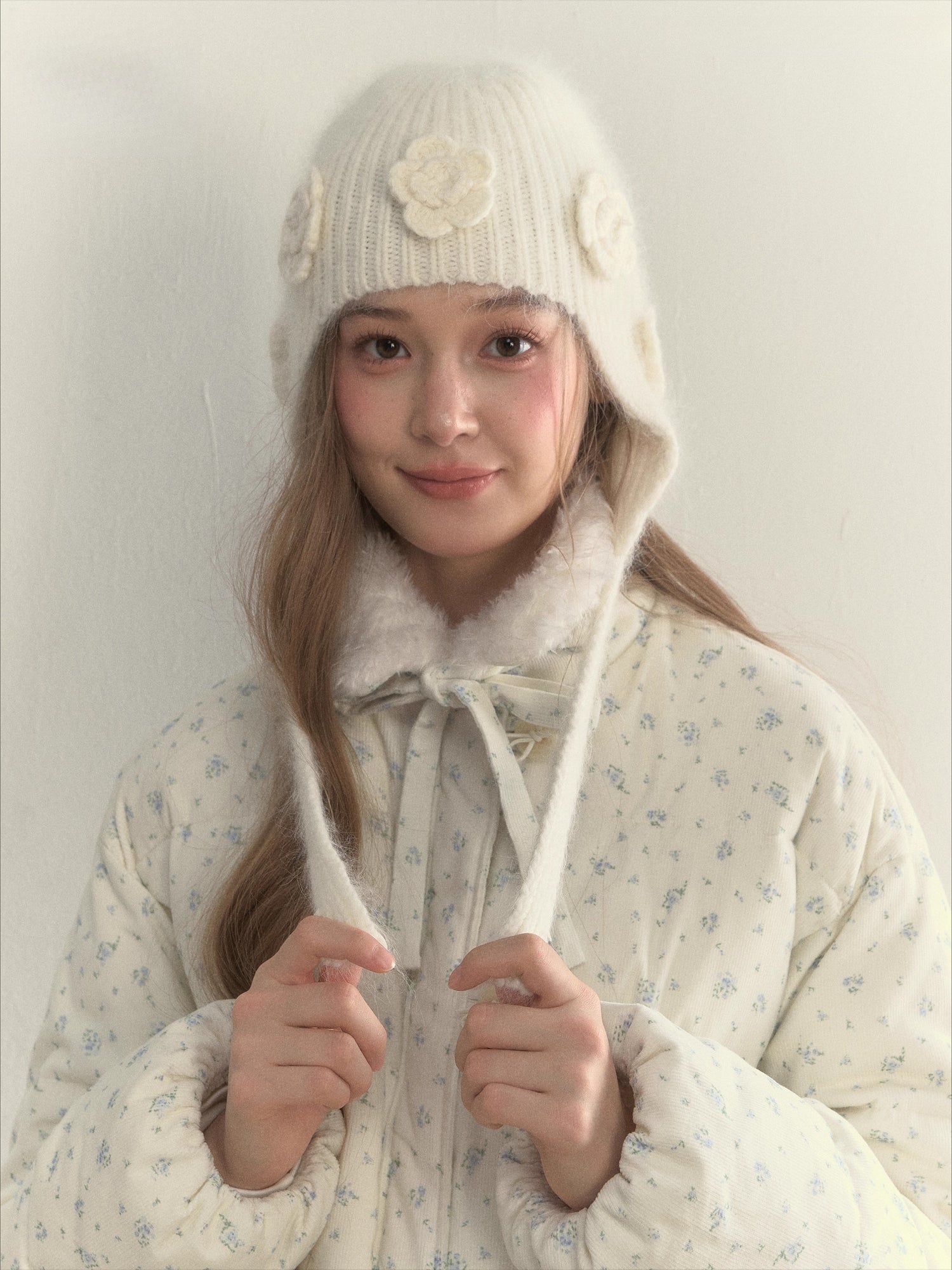 Angora Floral Beanie