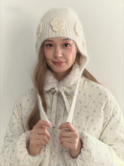 Angora Floral Beanie