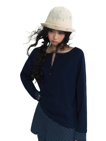 Stripe Henley Layered Set