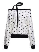 Star Print Off-Shoulder Sweatshirt