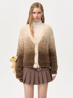 Khaki & Pink Doozoo Gradient Cardigan