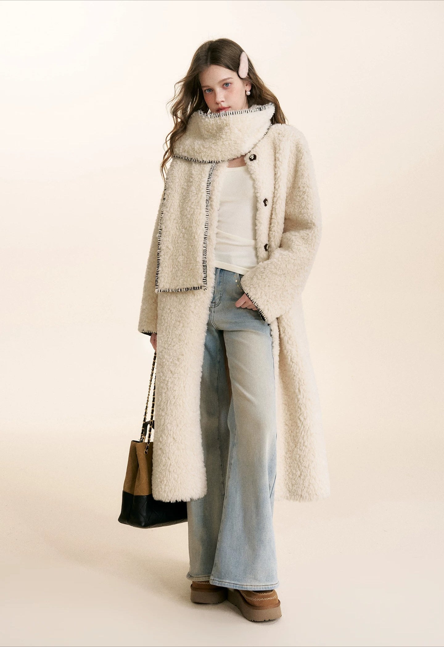 Longline Shearling Coat Set