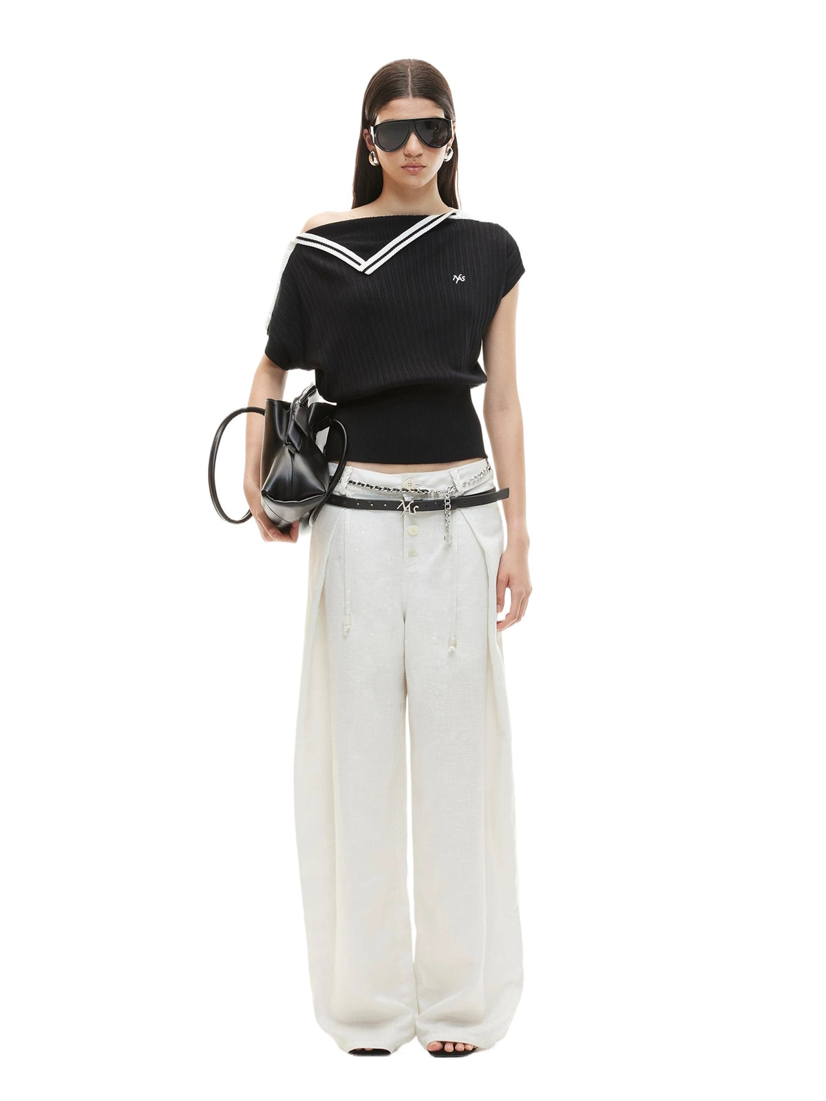 Black Contrast Asymmetric Tee