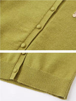 Green Detachable Fur Collar Cardigan