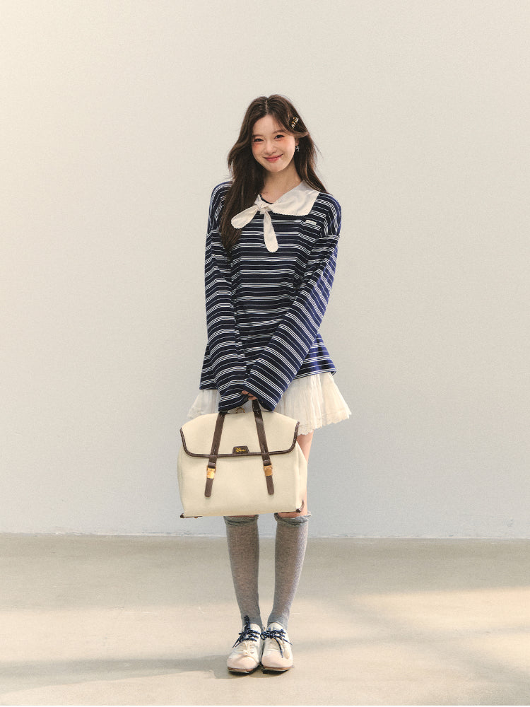 Bow Tie Stripe Long-Sleeve T-Shirt