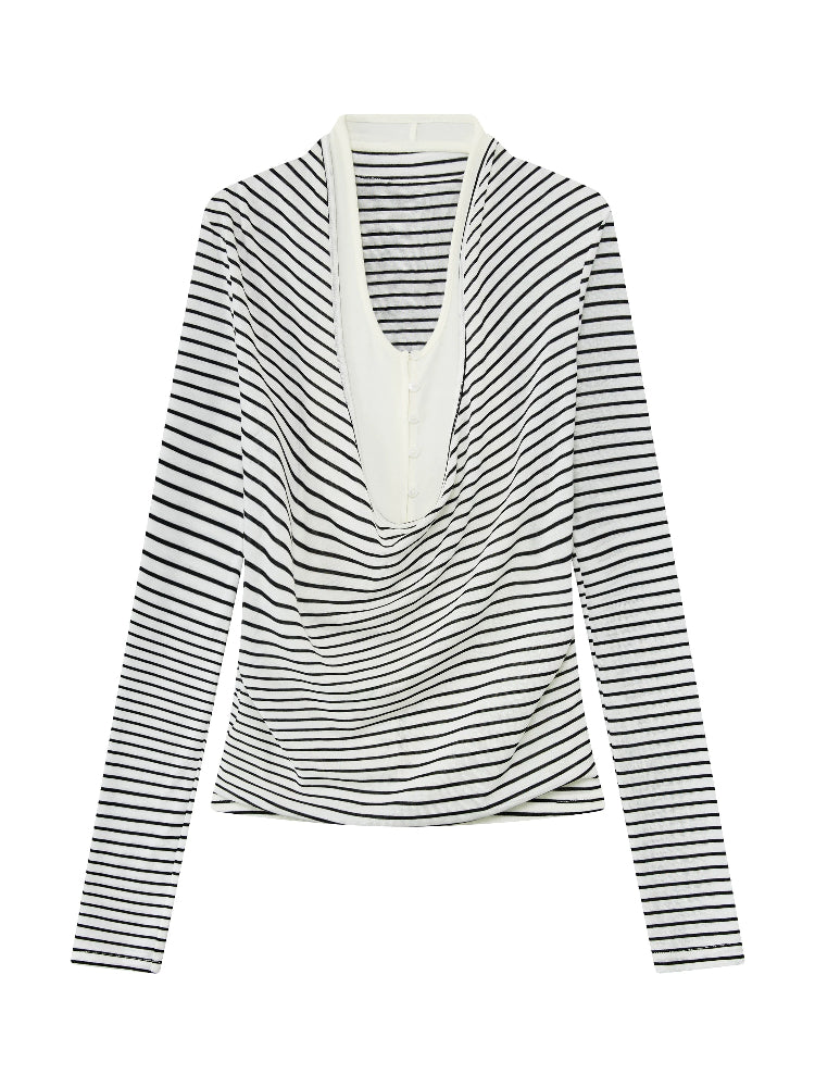 Layered Stripe Drape Top