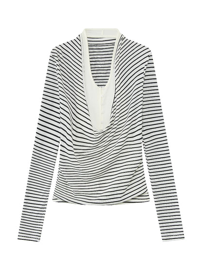 Layered Stripe Drape Top