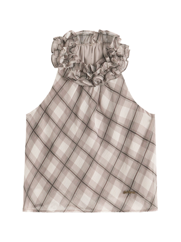 Ruched Ruffle Halter Top