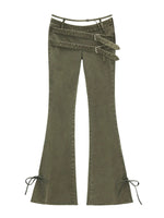 Vintage Multi-Belt Flared Denim Pants