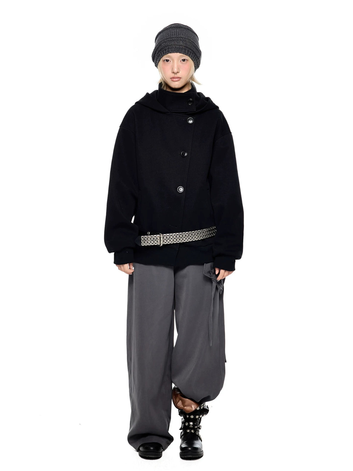 Academy Button Cropped Hoodie