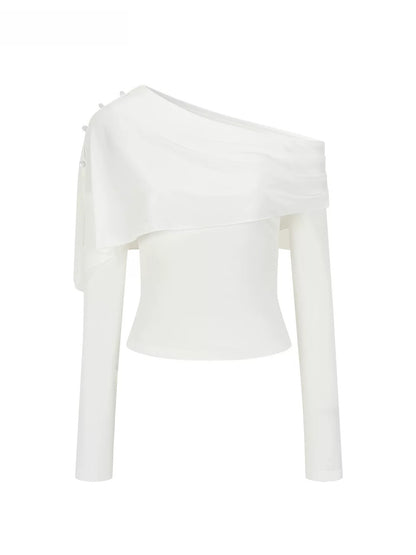 Asymmetric Shoulder Draped Top