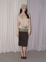 Lace Panel Midi Skirt