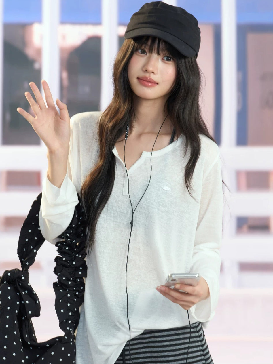 White Henley Cover Up