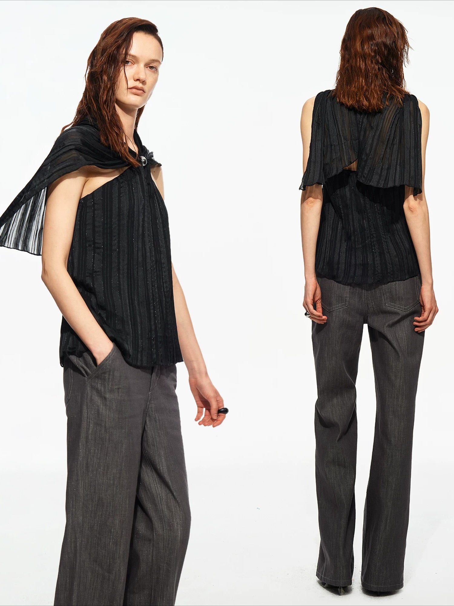 Shimmer Halter Cape Top
