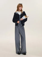 Plaid Trim Bow Detail Trousers