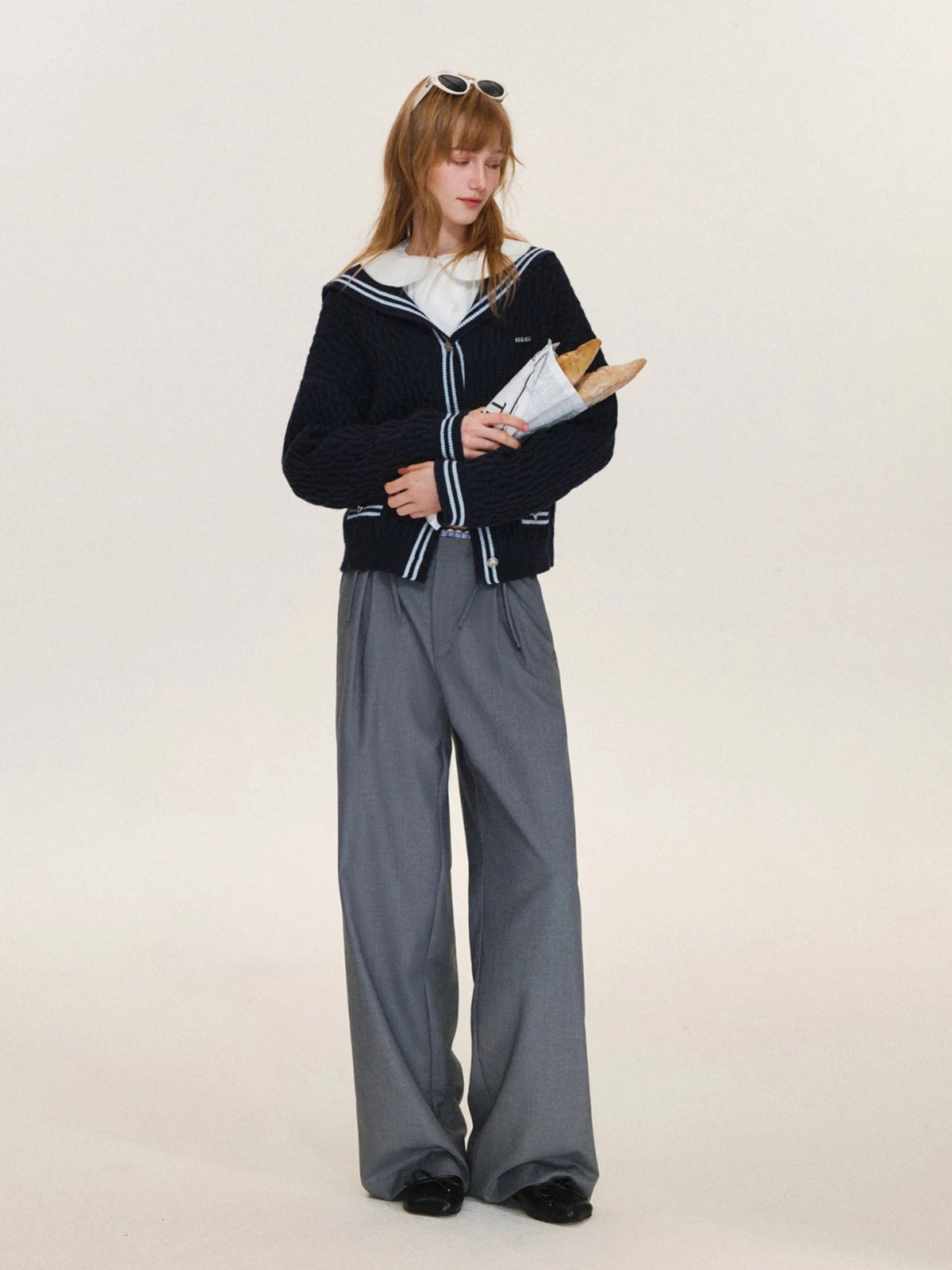 Plaid Trim Bow Detail Trousers