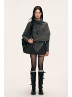 Asymmetric Turtleneck Batwing Sleeve Sweater