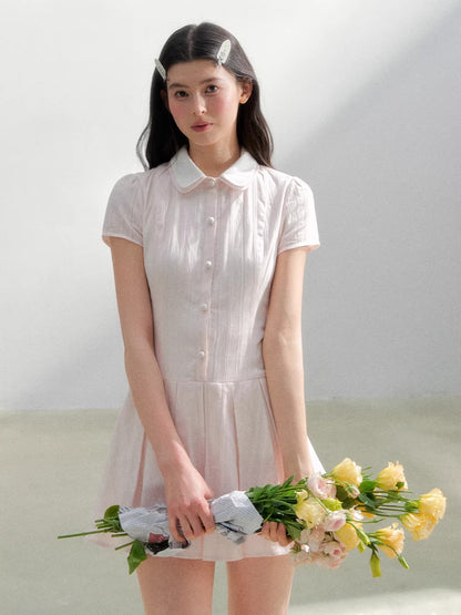 Contrast Collar Shirt Dress