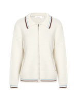 Contrast Stripe Cotton Zip Cardigan