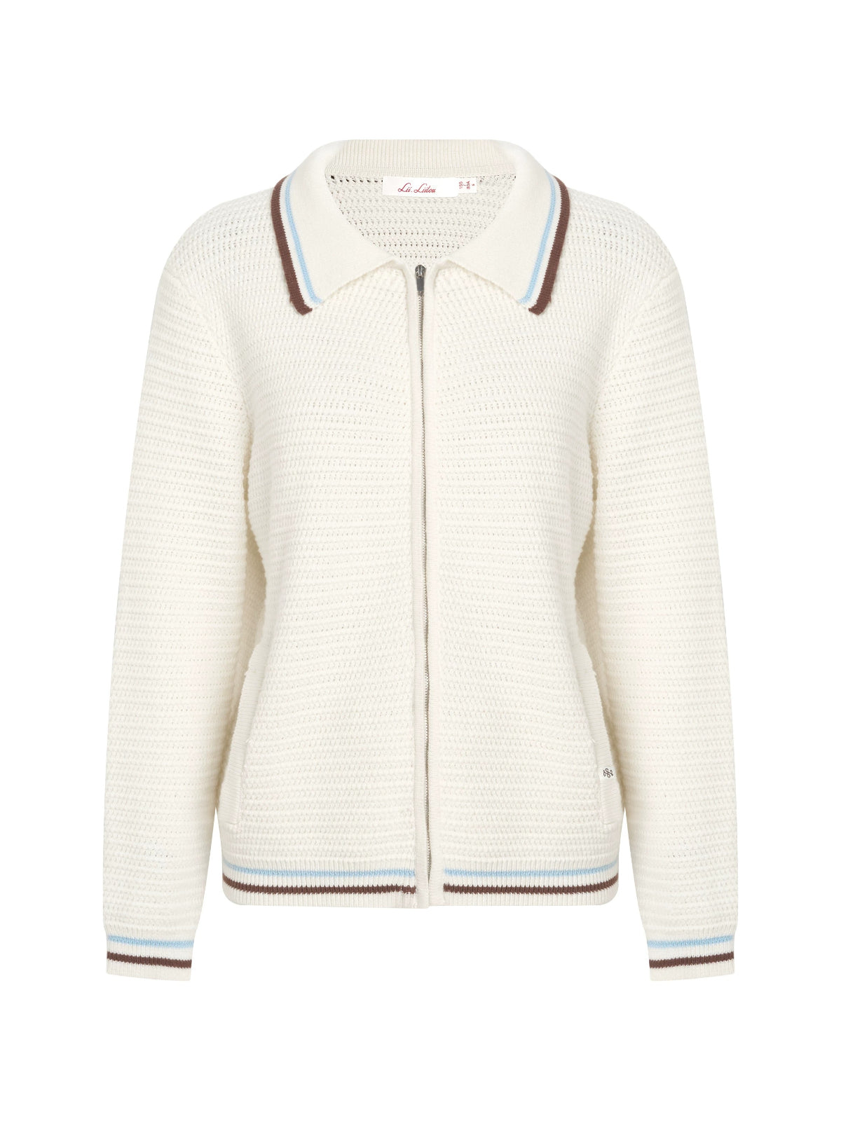 Contrast Stripe Cotton Zip Cardigan