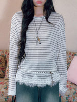 Striped Lace Trim Tee