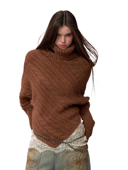 Oversized Cowl Neck Cape Sweater