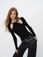 Cut-Out Rib Knit Top