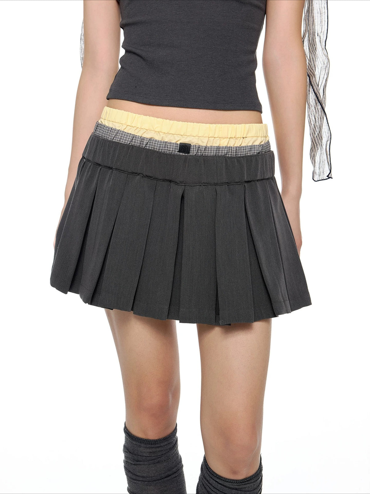 Plaid Pleated A-Line Skirt