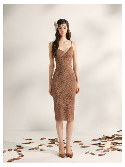 Embroidered Lace Fishtail Dress