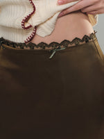 Lace Satin Midi Skirt