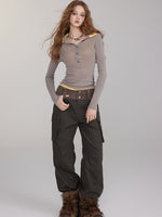 Brown & Black Mock Two-Piece V-Neck Sweater