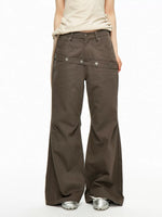 Star Rivet Pleated Flare Pants