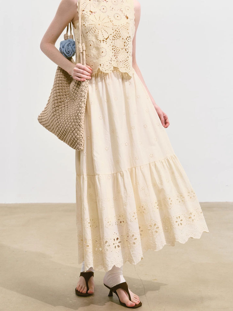 Hollow Lucky Flower Crochet Top &amp; Skirt Set