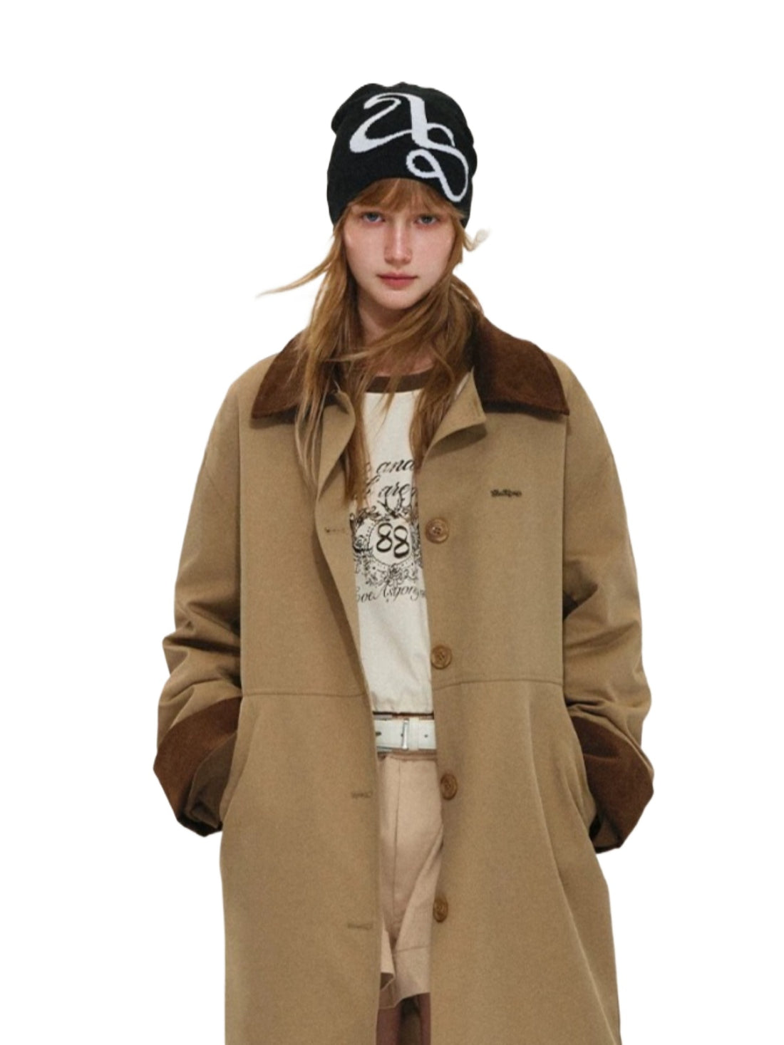 Vintage Contrast Corduroy Down Coat