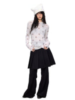 Pleated Skirt Overlay Flare Pants